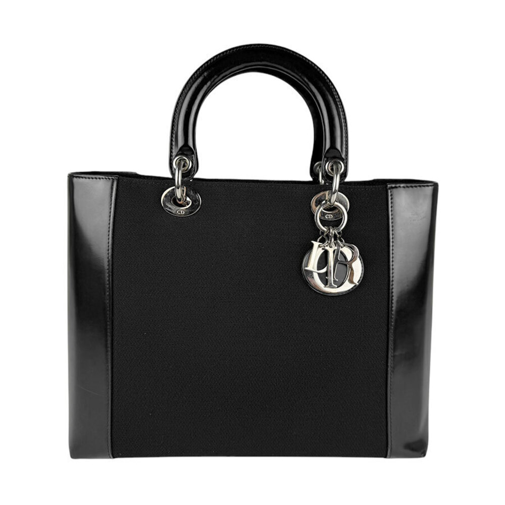 Dior leather Shoulder canvas Lady silver Bag Christian  black 2way Silver Black - Picture 2 of 5